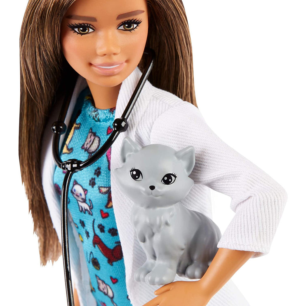 Barbie Pet Vet Brunette Doll With Cat Multicolor Age- 3 Years & Above