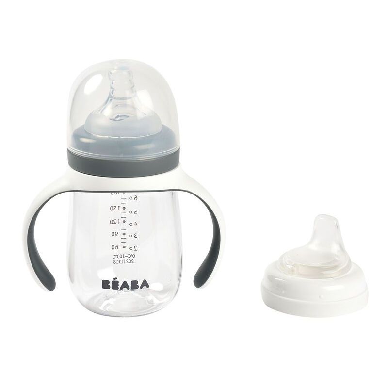 Béaba 2 In1 Learning Bottle Mineral Grey 210ml Age- 4 Months & Above