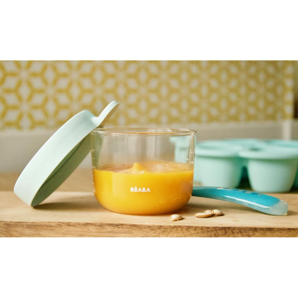 Beaba Conservation Jar Glass 150Ml Light Blue Age- 4 Months & Above
