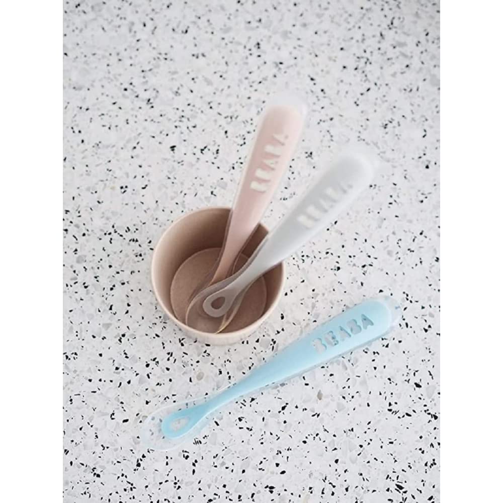 Béaba Ergonomic Silicone Spoons Eucalyptus Pack of 4 Age- 4 Months & Above