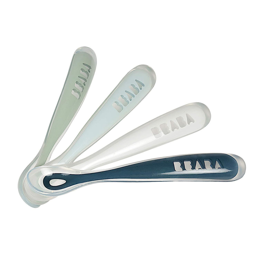 Béaba Ergonomic Silicone Spoons Storm Pack of 4 Age- 4 Months & Above