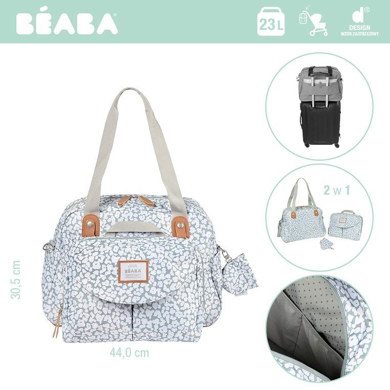 Béaba Geneva II Diaper Changing Bag Grey Blossom Age- Newborn & Above