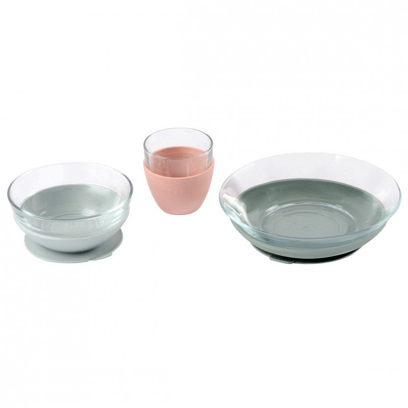 Béaba Glass Meal 3pcs Set Eucalyptus Age- 3 Months & Above
