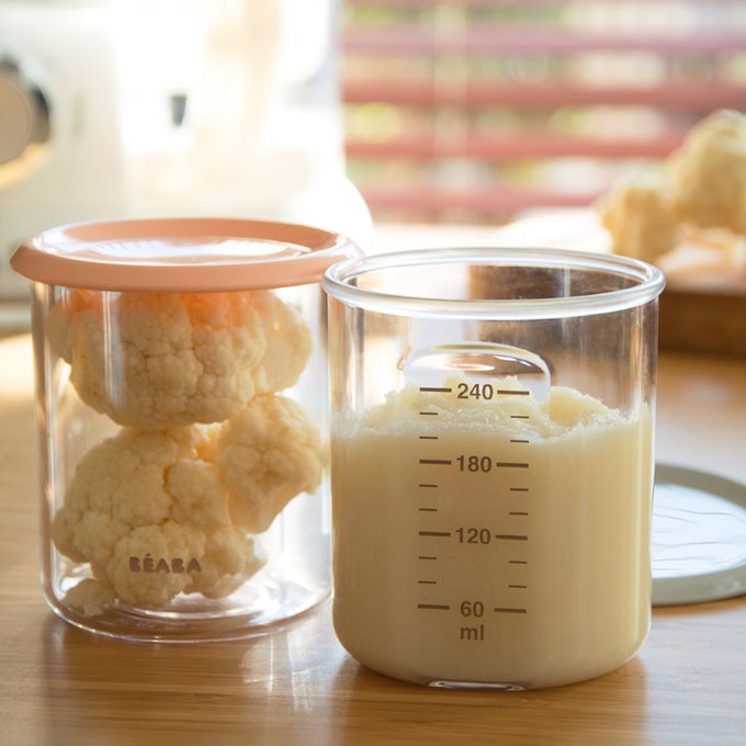 Beaba Portion Maxi Set Of 2 (240Ml) In Light Nude And Grey Age- 4 Months & Above