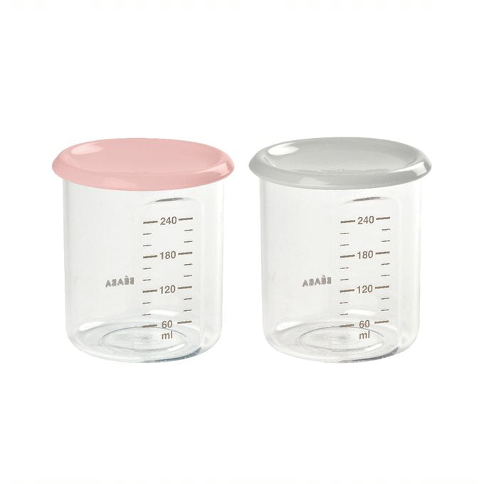 Beaba Portion Maxi Set Of 2 (240Ml) In Light Nude And Grey Age- 4 Months & Above