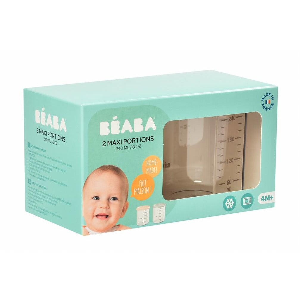 Beaba Portion Maxi Set Of 2 (240Ml) In Light Nude And Grey Age- 4 Months & Above