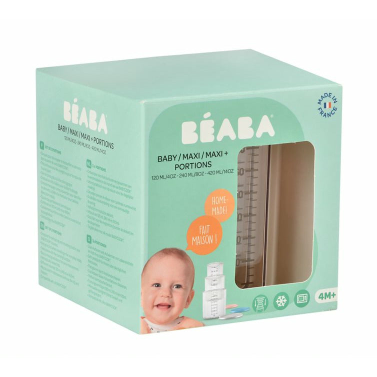 Beaba Portion Set Of 3 (120Ml / 240Ml / 420Ml) In Old Pink, Windy Blue And Grey Age- 4 Months & Above