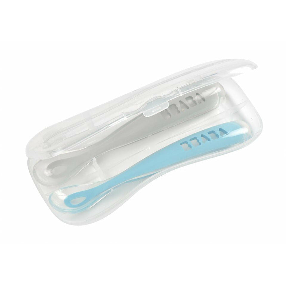 Beaba Silicone Spoon 1St Age Set Of 2 + Box Windy Blue Age- 4 Months & Above