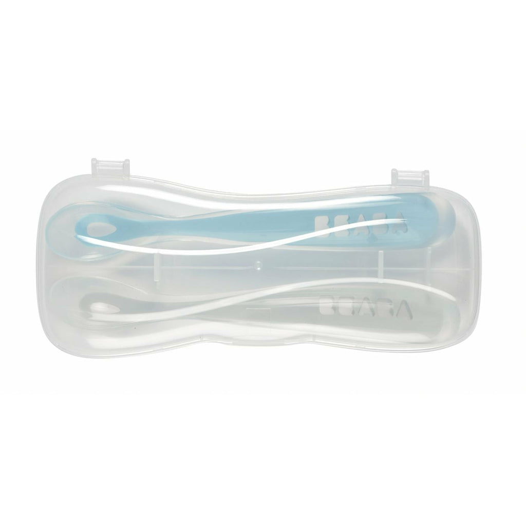 Beaba Silicone Spoon 1St Age Set Of 2 + Box Windy Blue Age- 4 Months & Above