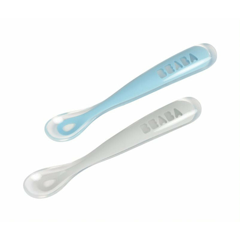 Beaba Silicone Spoon 1St Age Set Of 2 + Box Windy Blue Age- 4 Months & Above