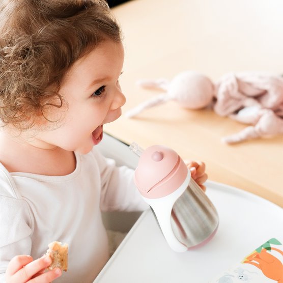 Beaba Stainless Steel Straw Cup Old Pink Age- 8 Months & Above