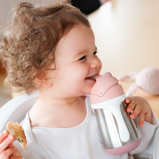 Beaba Stainless Steel Straw Cup Old Pink Age- 8 Months & Above