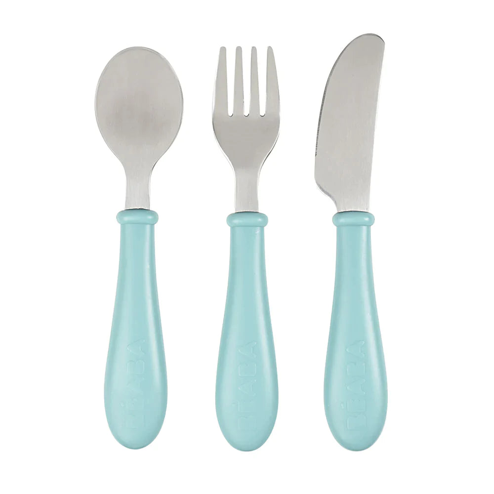 Béaba Stainless Steel Training Cutlery Pale Blue Age- 12 Months & Above