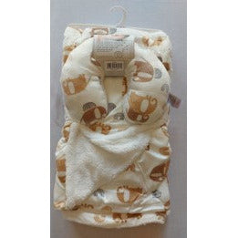 Bear Club Baby Elephant Travel Blanket & Pillow Set White/Beige Age- Newborn & Above