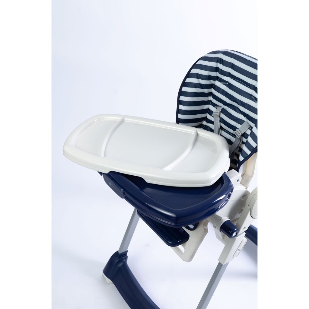 Bear Club Feeding High Chair with Removable Tray Blue Stripes Age- 6 Months & Above