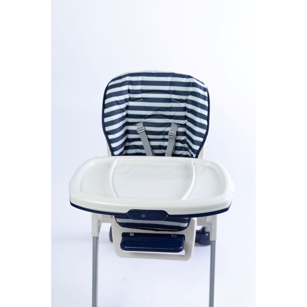 Bear Club Feeding High Chair with Removable Tray Blue Stripes Age- 6 Months & Above