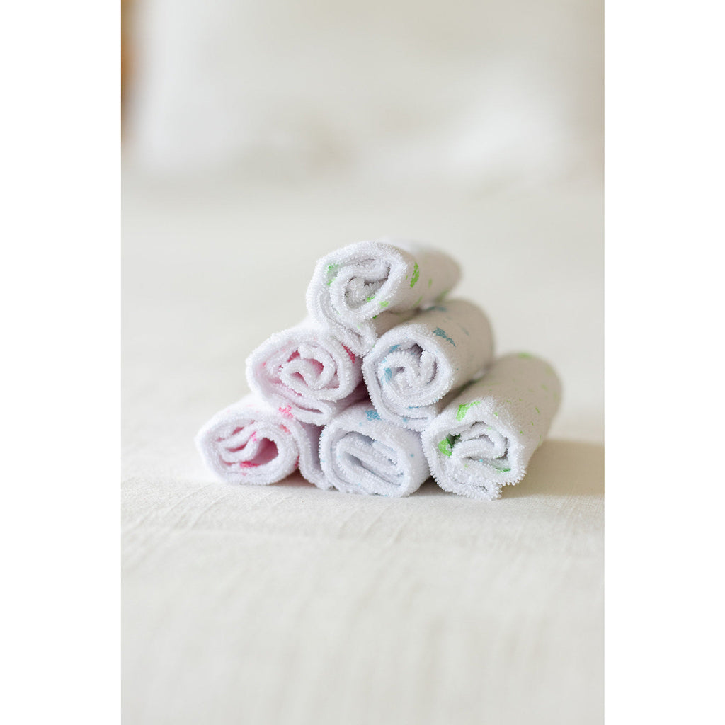 Bear Club Infant Alphabet Printed Face Towel Set of 6 White Age-Newborn & Above