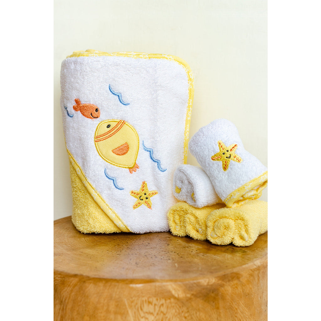 Bear Club Infant Hooded Towel  & Face Towel Set of 5 Assorted Age-Newborn & Above