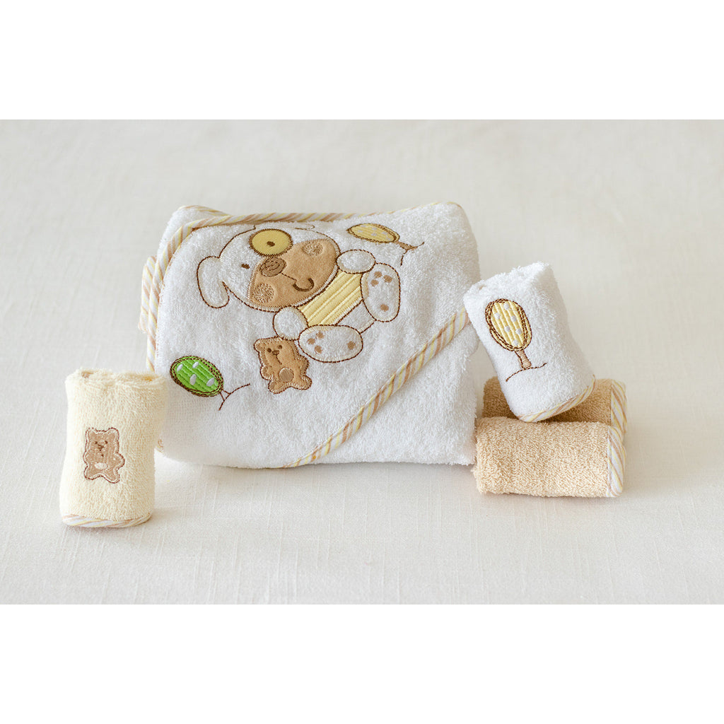 Bear Club Infant Hooded Towel  & Face Towel Set of 5 Assorted Age-Newborn & Above