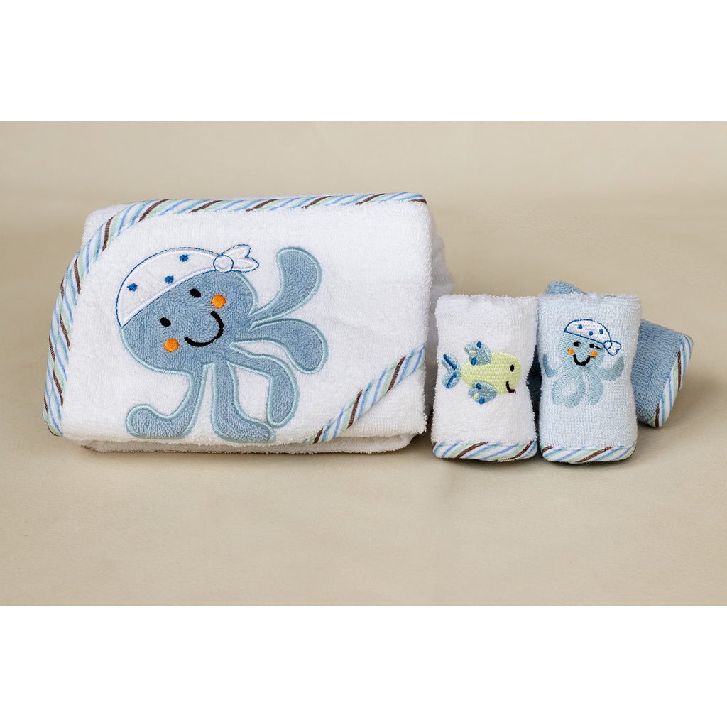 Bear Club Infant Hooded Towel  & Face Towel Set of 5 Assorted Age-Newborn & Above