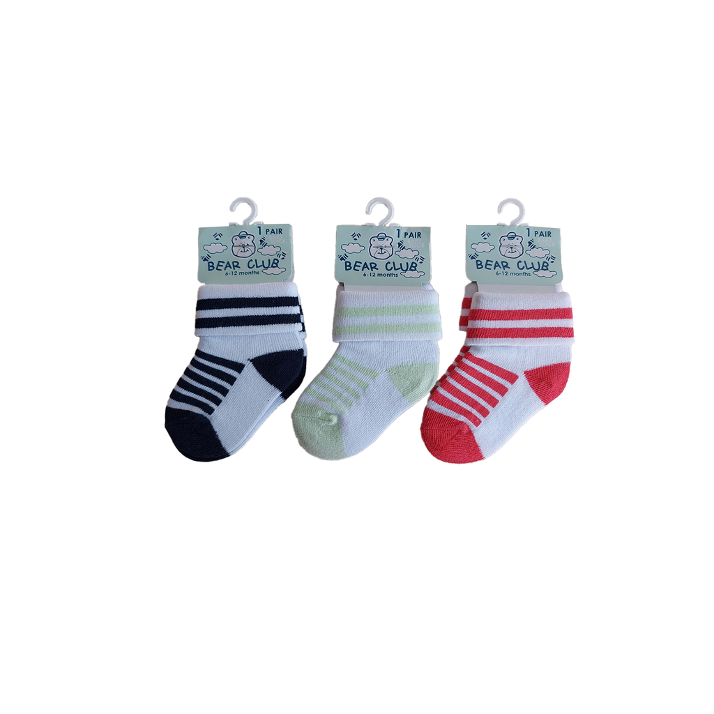 Bear Club Infant Knitted Socks 3 pair set Age- 6 - 12 Months -KK2400R