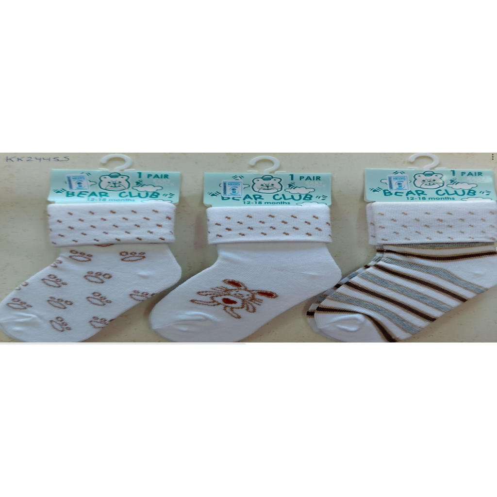 Bear Club Infants Knitted Socks - Single KK2445S Age-12 Months to 18 Months