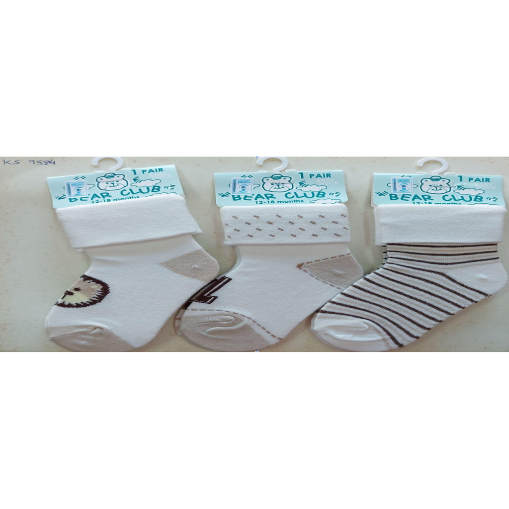 Bear Club Infants Knitted Socks - Single KS9584 Age-12 Months to 18 Months