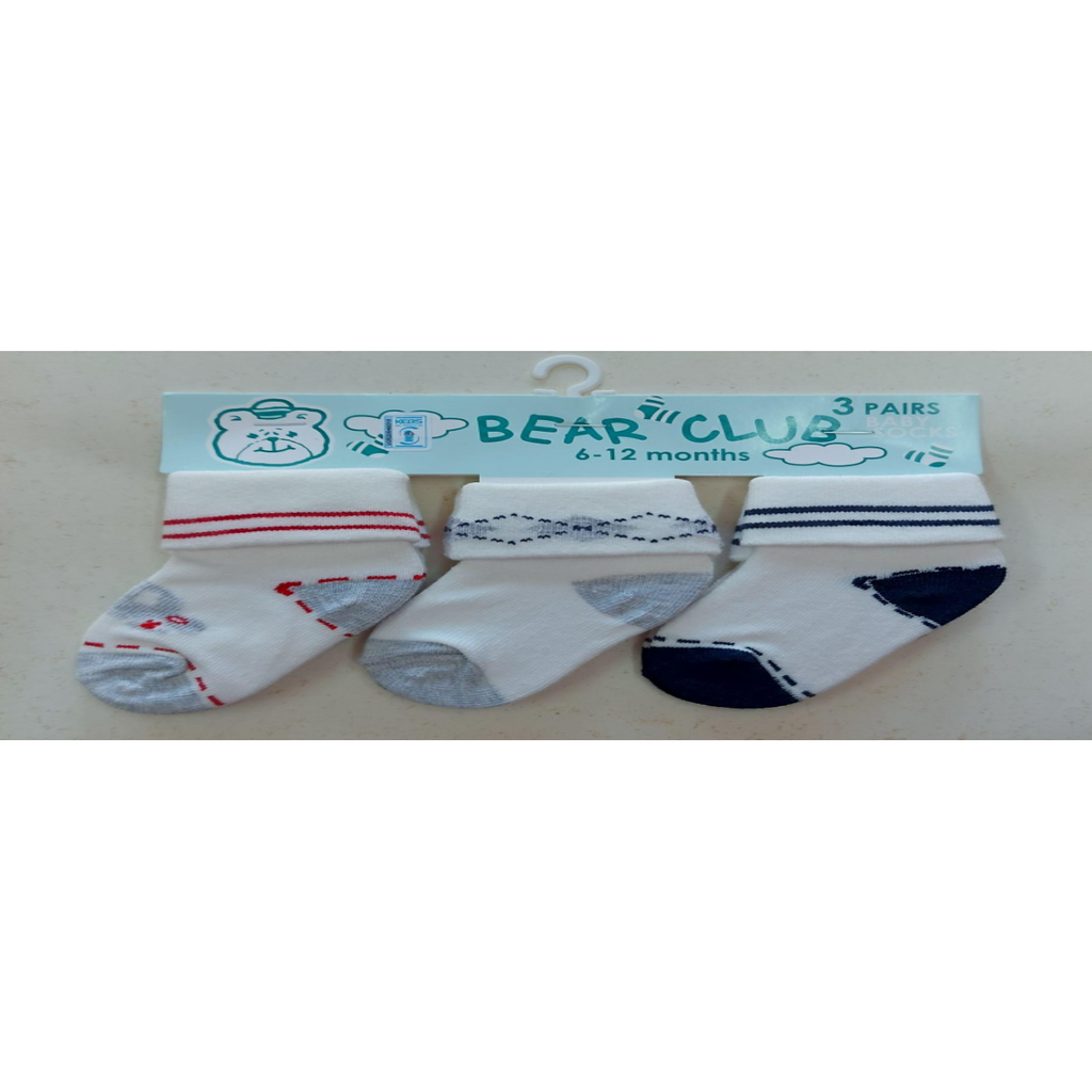 Bear Club Infants Knitted Socks 3Pc Set KK94929 Age-6 Months to 12 Months