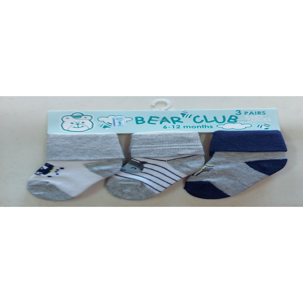Bear Club Infants Knitted Socks 3Pc Set KK95813 Age-6 Months to 12 Months