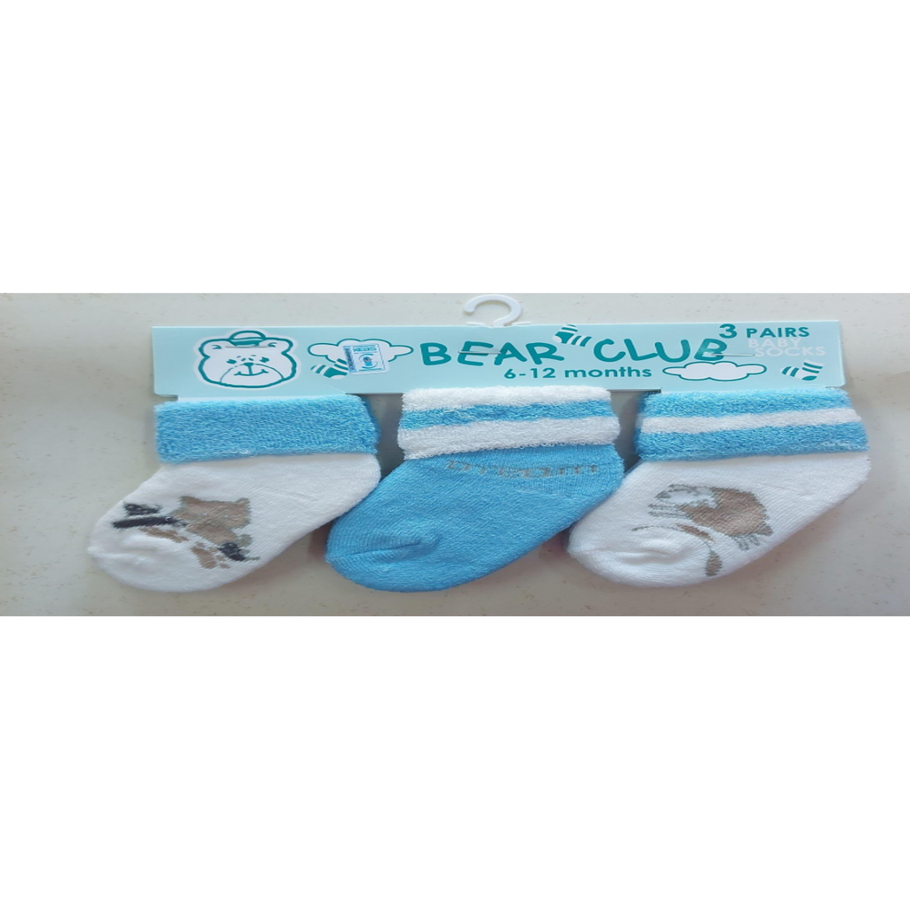 Bear Club Infants Knitted Socks Set of 3 KK2042B Age-6 Months to 12 Months