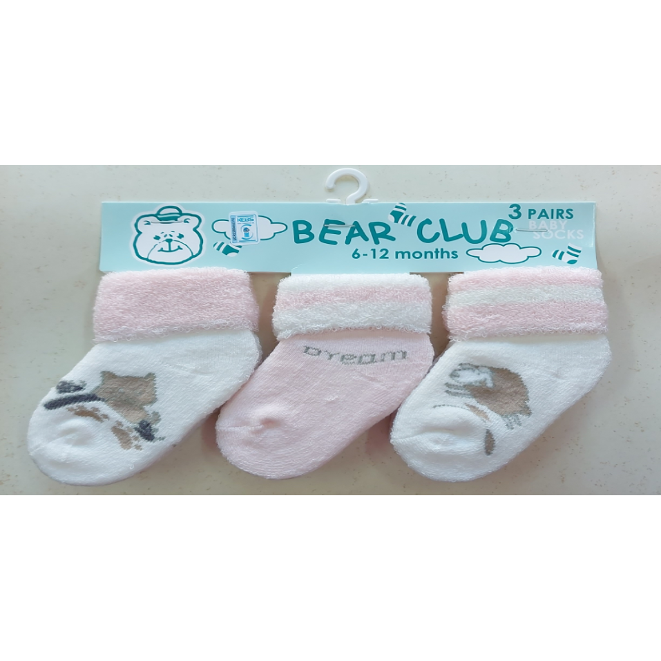 Bear Club Infants Knitted Socks Set of 3 KK2042P Age-6 Months to 12 Months