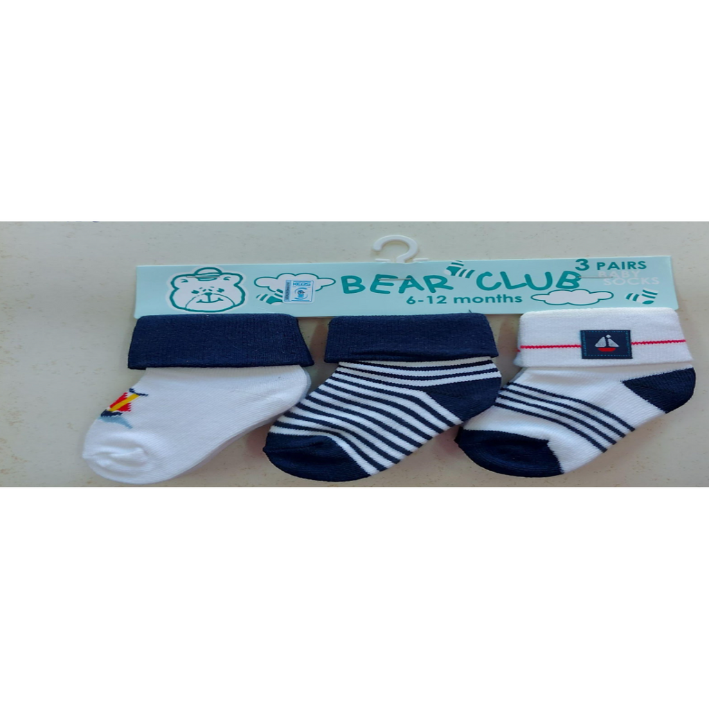 Bear Club Infants Knitted Socks Set of 3 KK2158 Age-6 Months to 12 Months