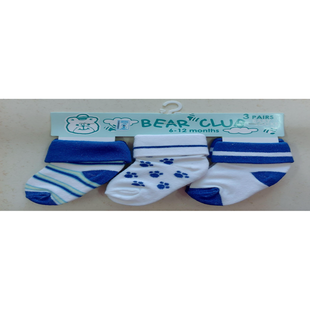 Bear Club Infants Knitted Socks Set of 3 KK2190B Age-6 Months to 12 Months