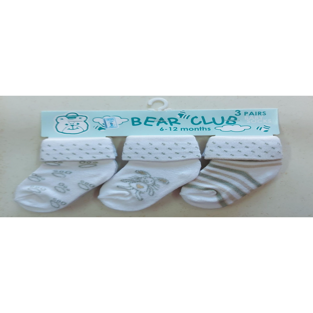 Bear Club Infants Knitted Socks Set of 3 KK2445 Age-6 Months to 12 Months