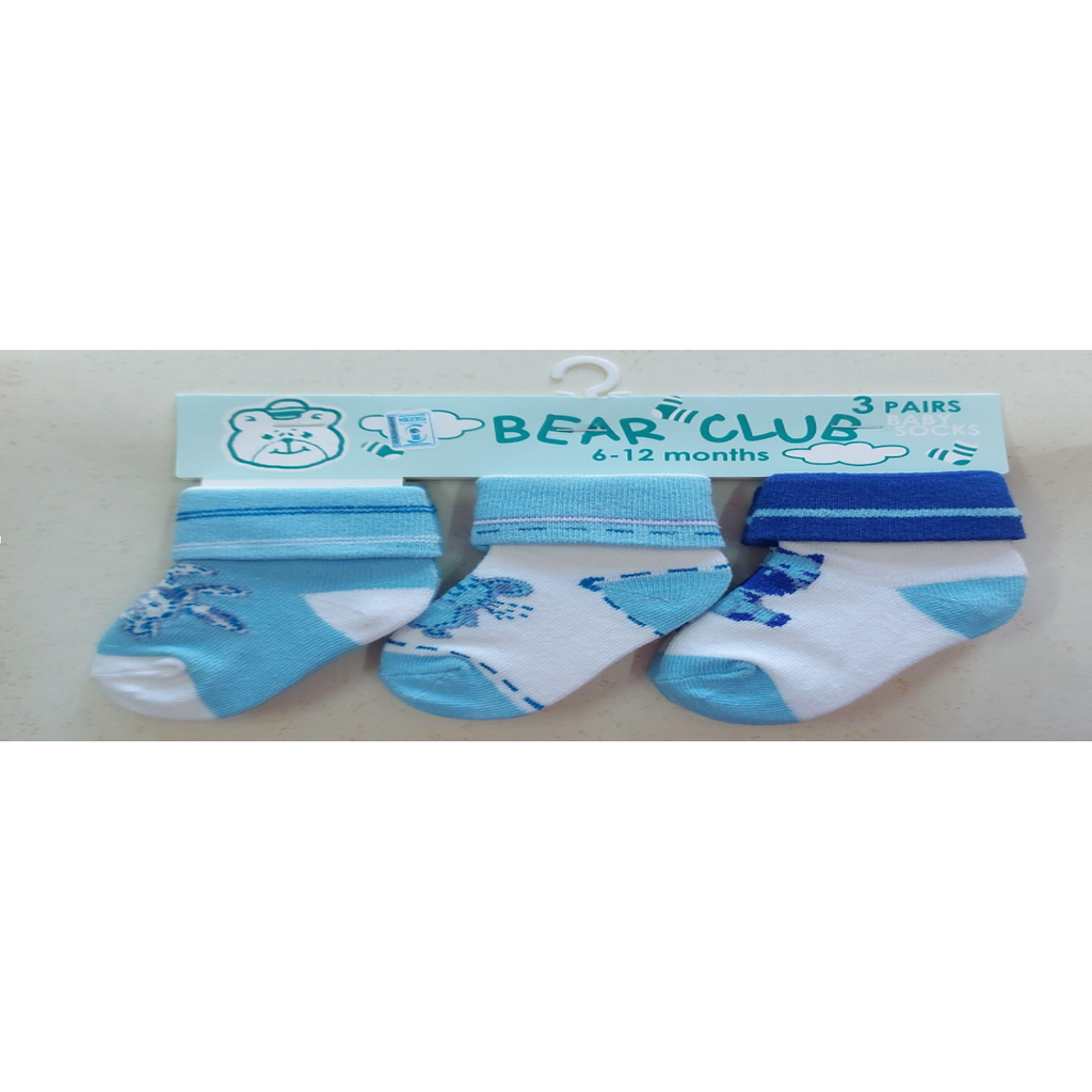 Bear Club Infants Knitted Socks Set of 3 KK2448 Age-6 Months to 12 Months