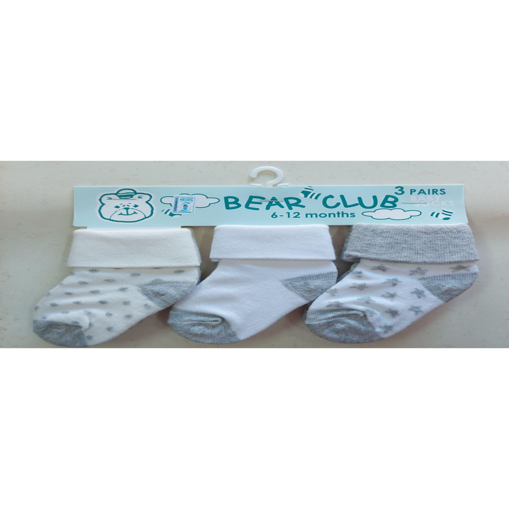Bear Club Infants Knitted Socks Set of 3 KK94956 Age-6 Months to 12 Months