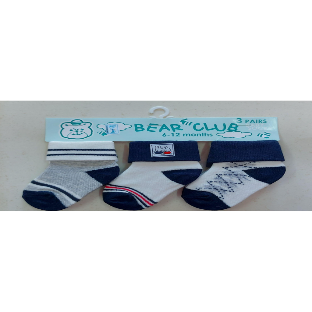 Bear Club Infants Knitted Socks Set of 3 KK94968 Age-6 Months to 12 Months