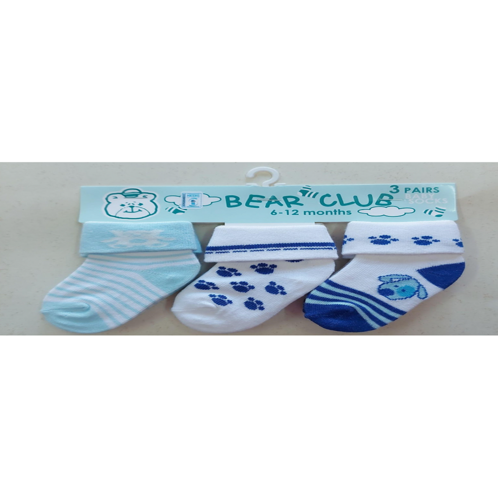 Bear Club Infants Knitted Socks Set of 3 KK95090 Age-6 Months to 12 Months