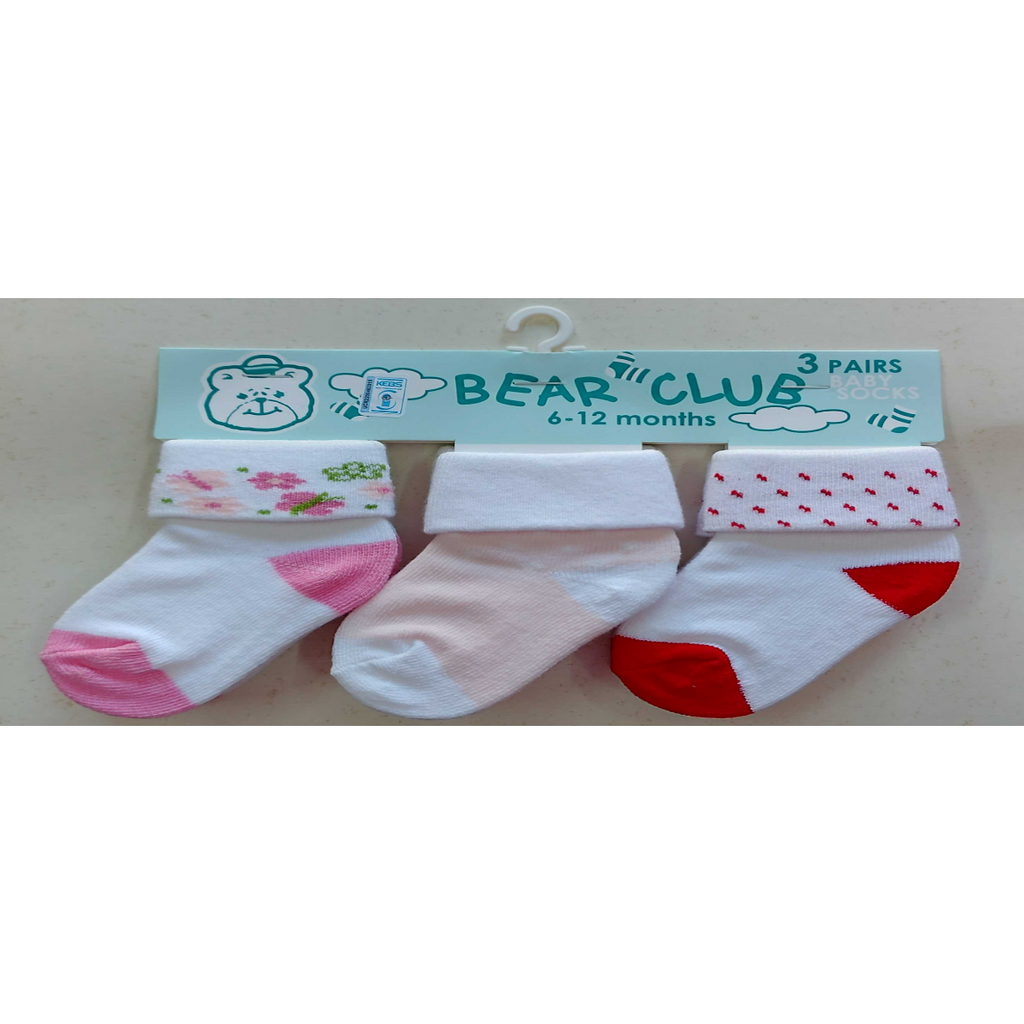 Bear Club Infants Knitted Socks Set of 3 KK95438 Age-6 Months to 12 Months