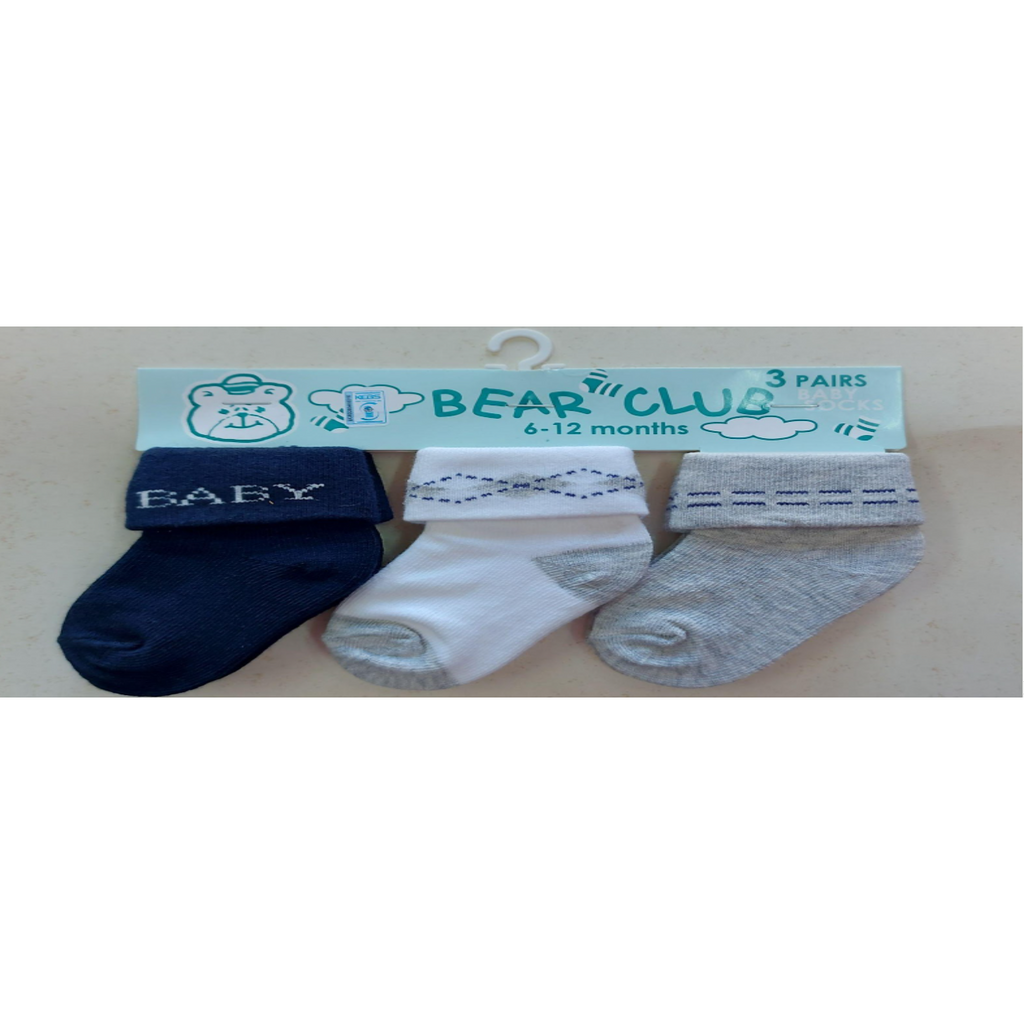 Bear Club Infants Knitted Socks Set of 3 KK95502 Age-6 Months to 12 Months