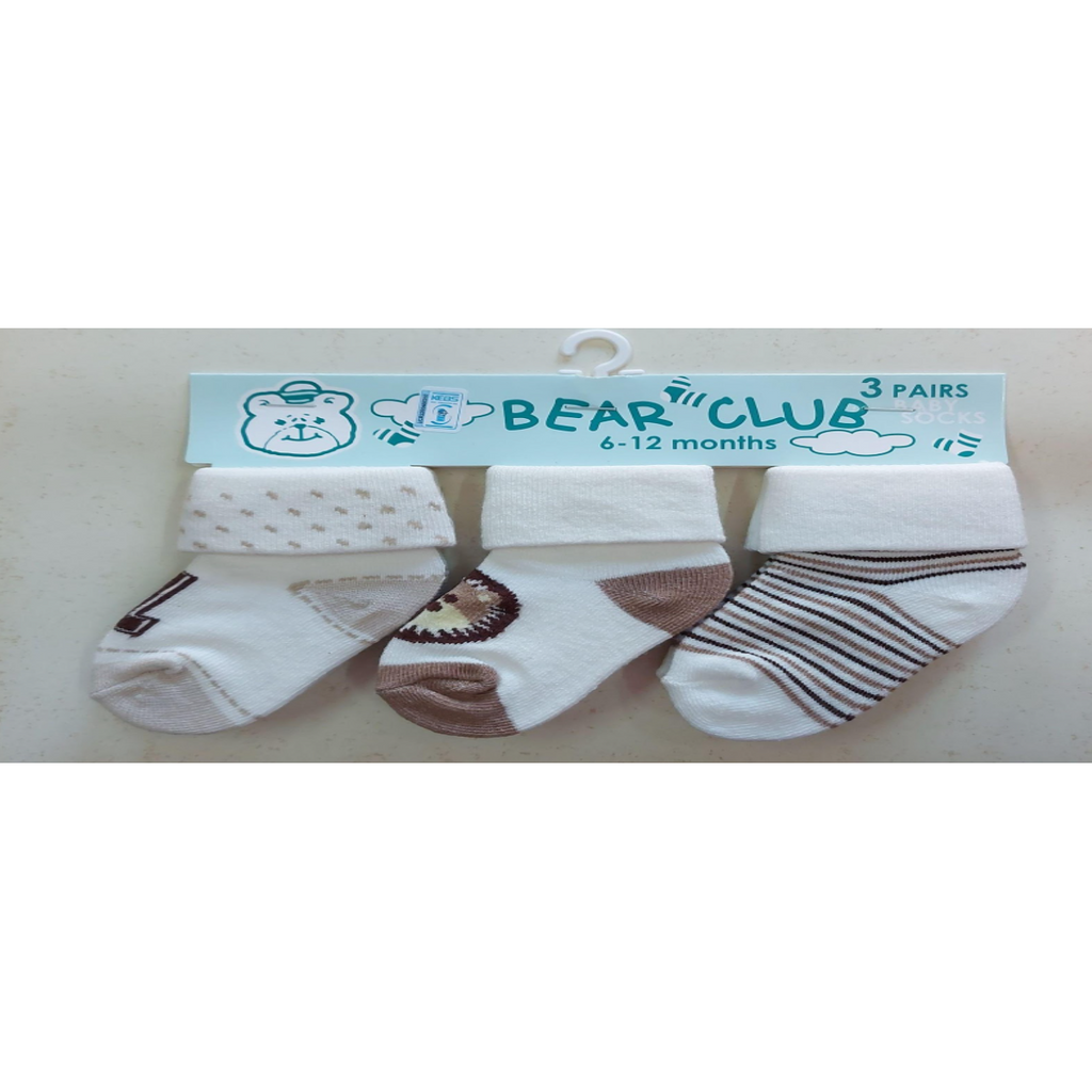 Bear Club Infants Knitted Socks Set of 3 KP4115 Age-6 Months to 12 Months