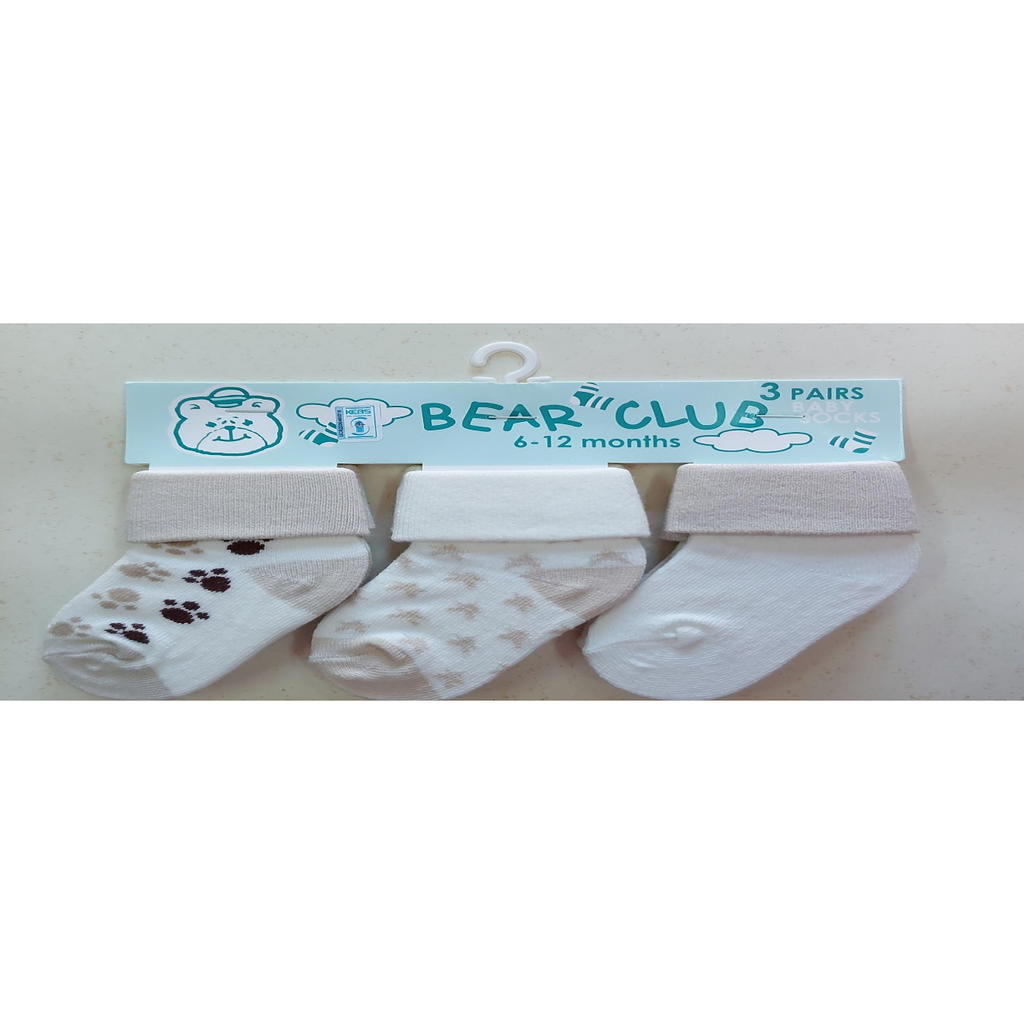 Bear Club Infants Knitted Socks Set of 3 KK94991 Age-6 Months to 12 Months