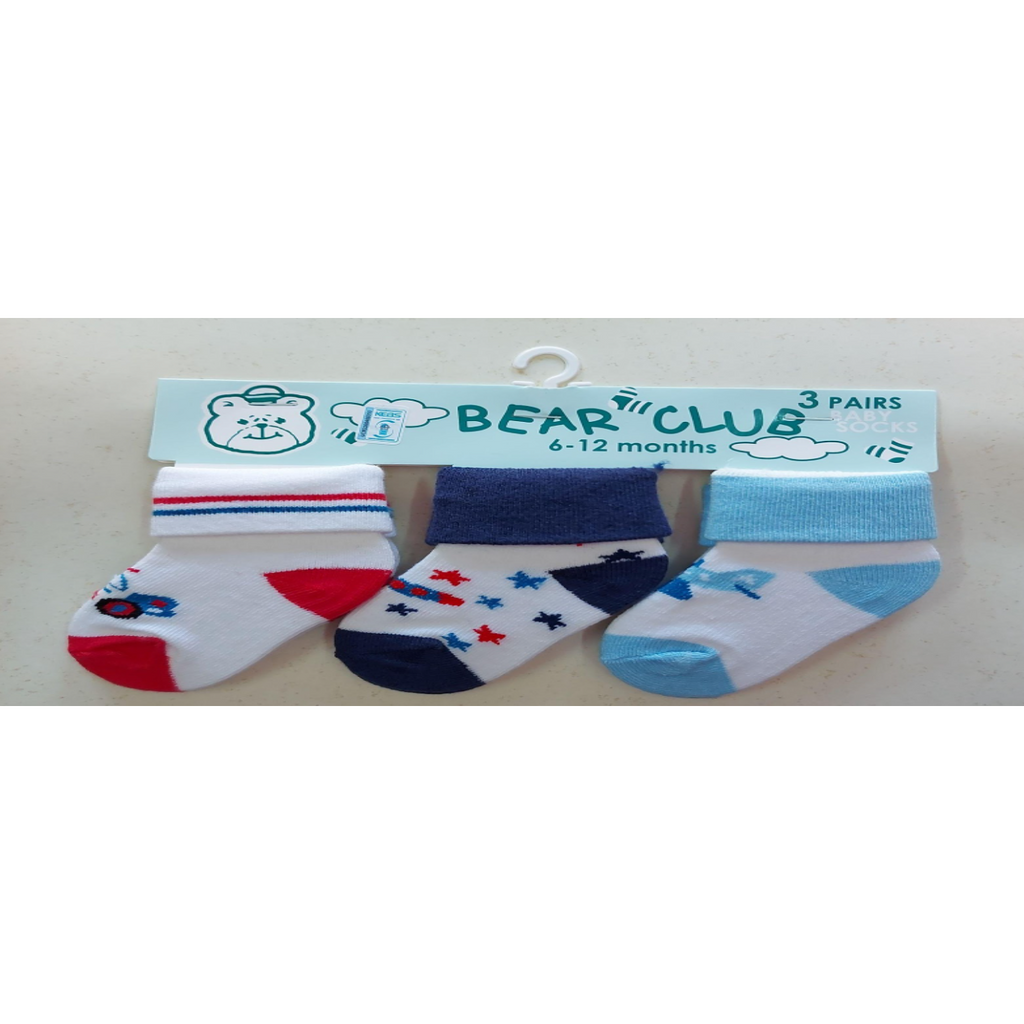 Bear Club Infants Knitted Socks Set of 3 KP94583 Age-6 Months to 12 Months