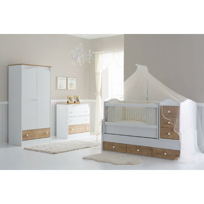 Belis Eva Baby Convertible Baby Bed with Drawers 60 x 170cm, Mese
