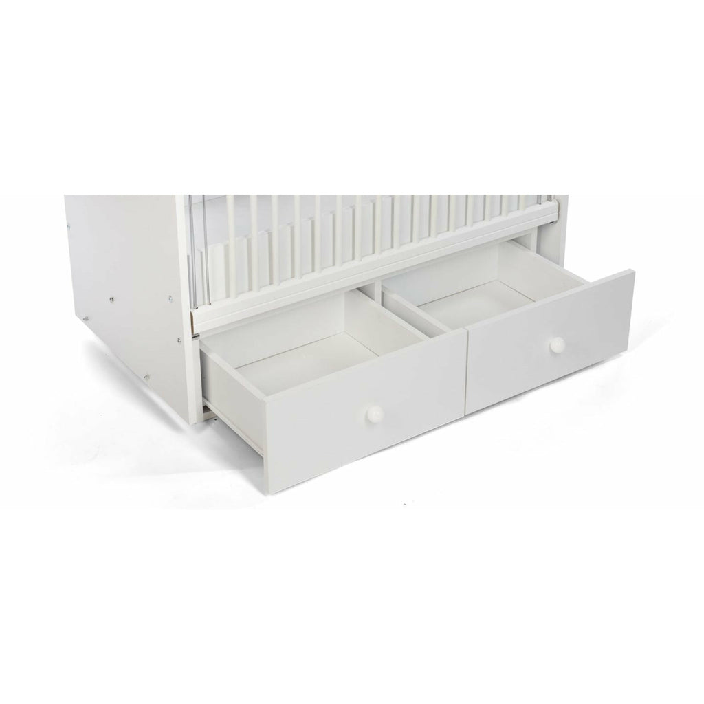 Belis Nino Convertible Baby Bed with Drawers 60 x 120cm White Age- Newborn to 4 Years