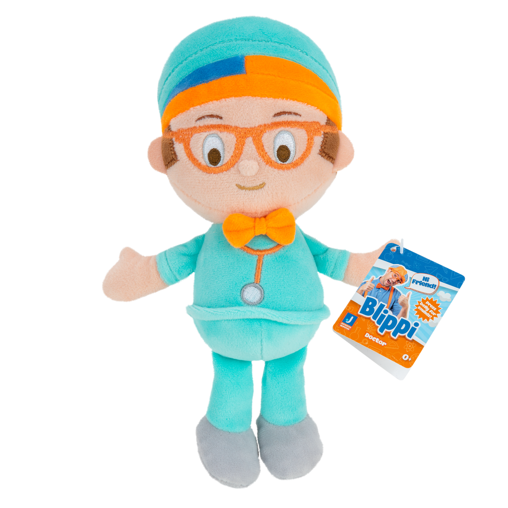 Blippi 6-Inch Doctor Little Feature Blippi Talking Plush with Sound Blue/Grey/Orange Multicolor Age- Newborn & Above