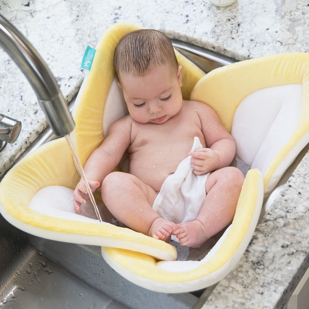 Blooming Bath Lotus Sink Bath Cushion Light Yellow/White/Gray Age- Newborn to 6 Months