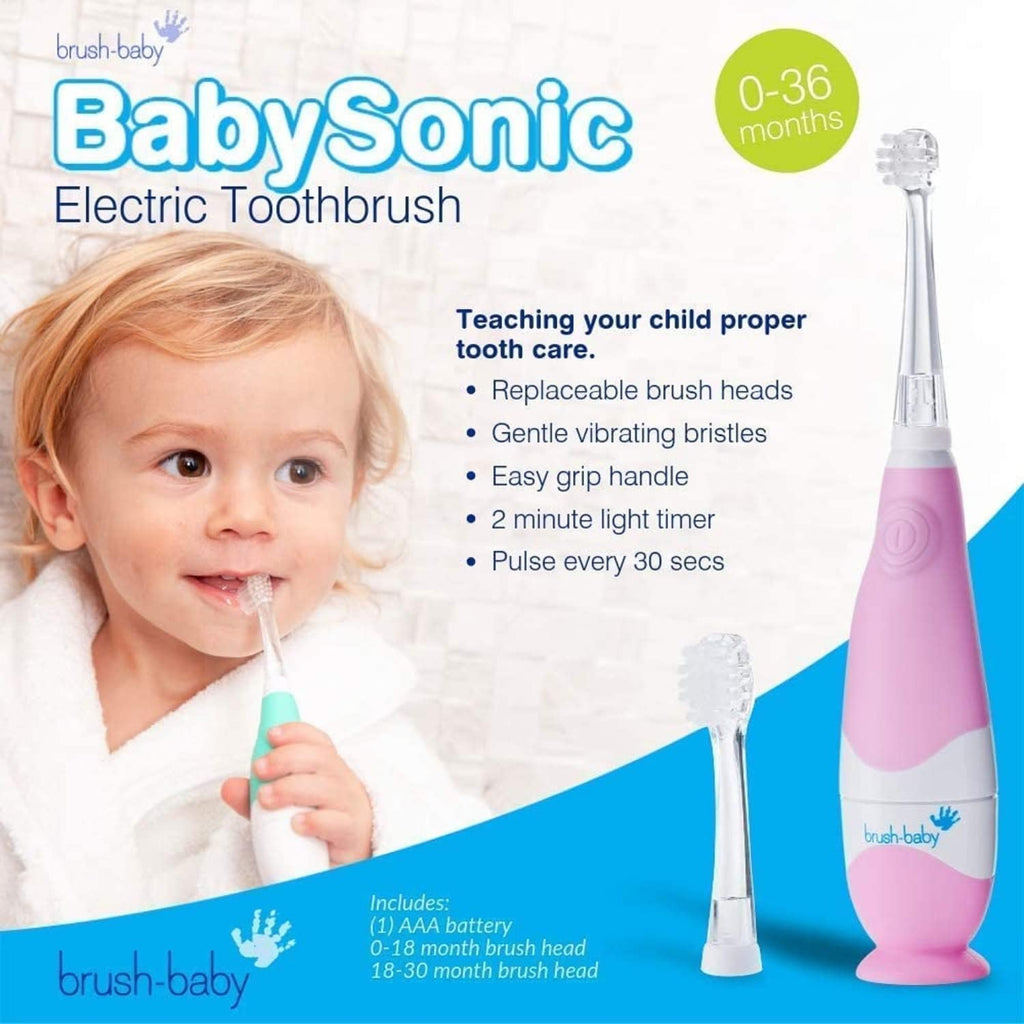 Brush Baby Baby Sonic Electric Toothbrush Pink Age-  Age- Newborn to 3 Years