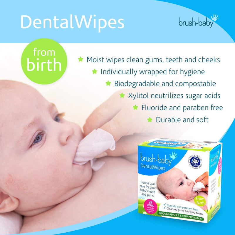 Brush Baby Dental Wipes White Age-Newborn & Above
