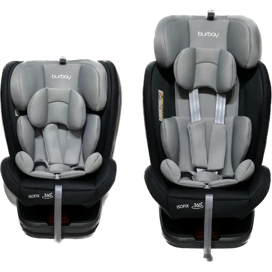Burbay Grand ISOFIX 360 Rotatable Baby Car Seat Light Grey/Black Age- Newborn to 12 Years